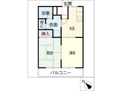 メゾンフジエ(2K/1階)の間取り写真