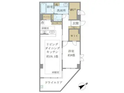 パークフロント大山(1LDK/B1階)の間取り写真