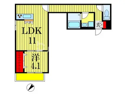 グランデュール春日(1LDK/1階)の間取り写真