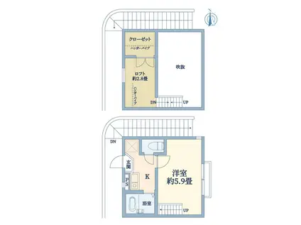 ハイフィールドII(1K/2階)の間取り写真