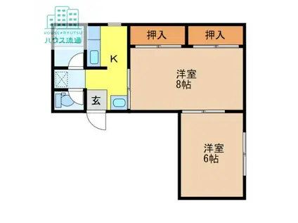 栄隆ハウス(2K/1階)の間取り写真