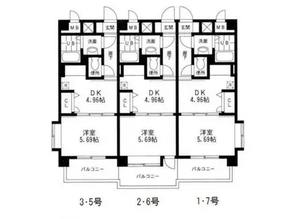 リーベルタース(1DK/6階)の間取り写真