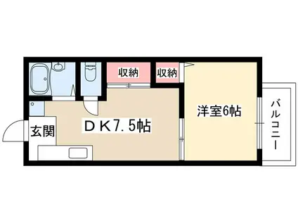 ハイツ月(1DK/2階)の間取り写真