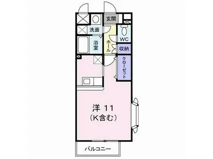 アヴィリオ(ワンルーム/2階)の間取り写真