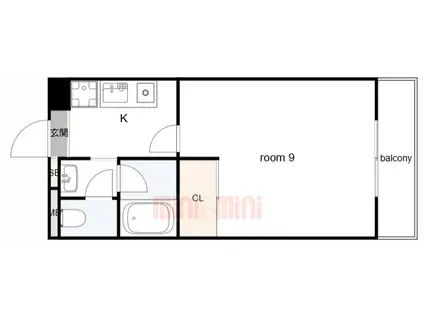 セルサス大道壱番館(1K/4階)の間取り写真