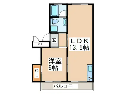千草台団地5号棟(1LDK/2階)の間取り写真