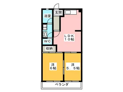 サンハイム桐山(2LDK/2階)の間取り写真