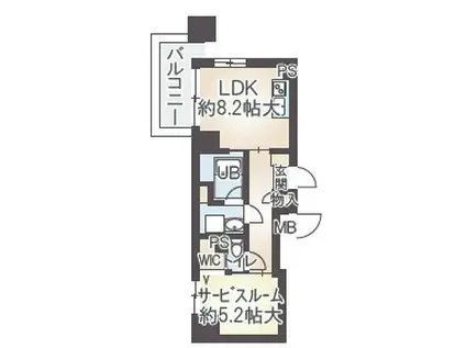 インテリジェンス御堂(1LDK/8階)の間取り写真