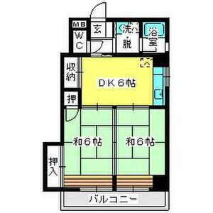 駅東レジデンス(2DK/2階)の間取り写真