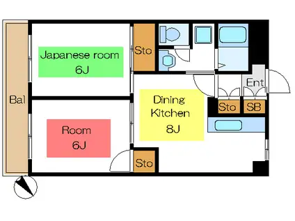 シンダナマンション(2DK/2階)の間取り写真