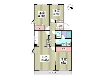 リブレス行田(3LDK/2階)の間取り写真