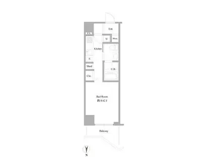 Bシティアパートメント中野イースト(ワンルーム/7階)の間取り写真