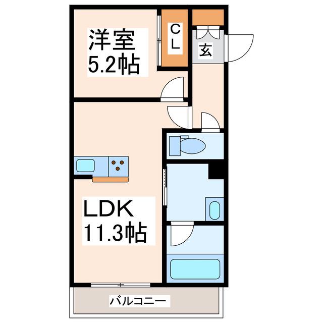 CARREFOUR菊陽(1LDK/3階)の間取り写真