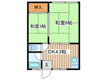 一の荘(2DK/2階)の間取り写真