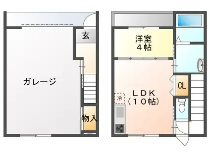 J-GARAGE(1LDK/2階)の間取り写真