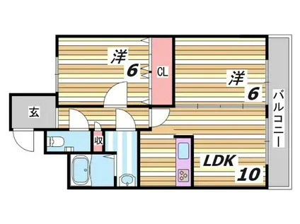 プリンスコート(2LDK/7階)の間取り写真