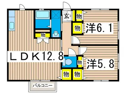 サンボナールK(2LDK/2階)の間取り写真