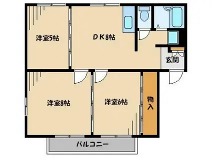 ティゾーサウス(3DK/1階)の間取り写真