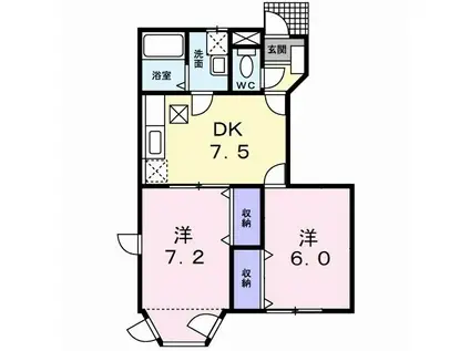 サンハイツ I(2DK/1階)の間取り写真