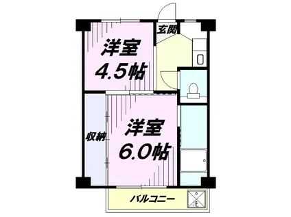 ビレッジハウス郷地 8号棟(2K/2階)の間取り写真