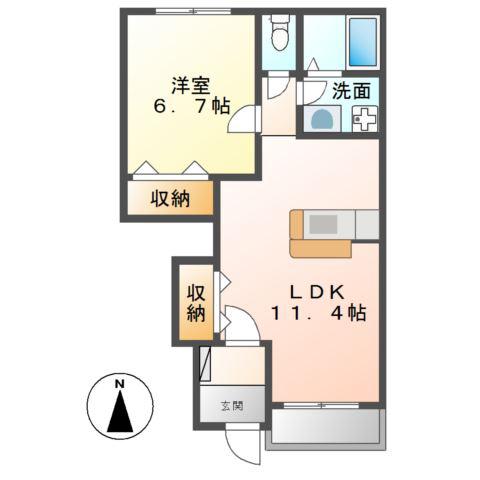 WING COURT SOMEYA(1LDK/1階)の間取り写真