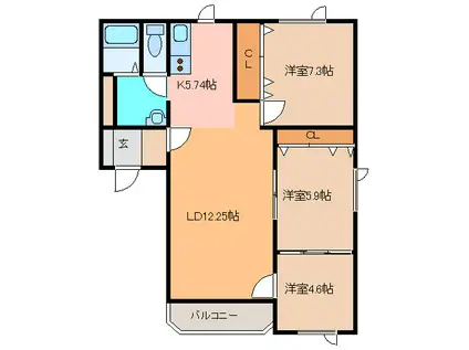 メゾン・セリーヌ(3LDK/3階)の間取り写真