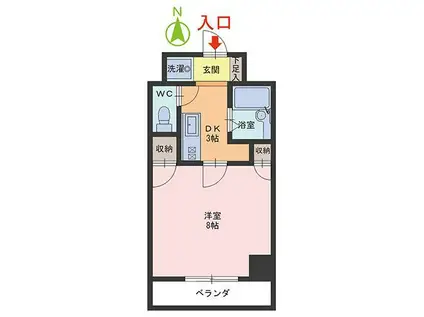 エル・ヴィエント(1DK/2階)の間取り写真