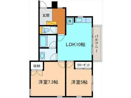 ビューハイム桜川(2LDK/3階)の間取り写真