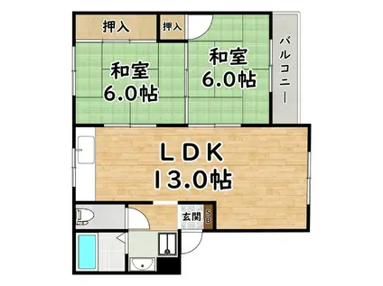 アブニール(2LDK/2階)の間取り写真