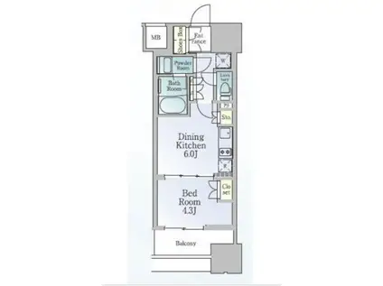 ルフォンブランシェ品川南大井(1DK/13階)の間取り写真