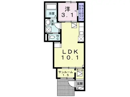 メゾンリーブラ(1LDK/1階)の間取り写真