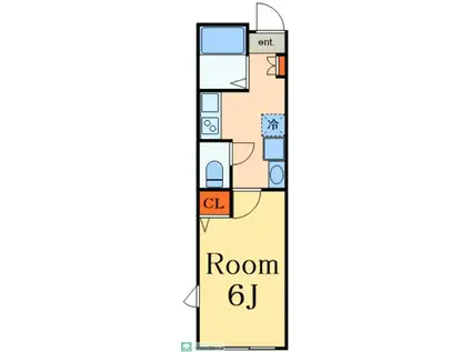 セレーノテラス(1K/2階)の間取り写真