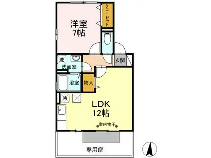ドミール AB(1LDK/1階)の間取り写真