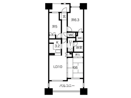 エアリーフォート・アクシスフォート(3LDK/5階)の間取り写真