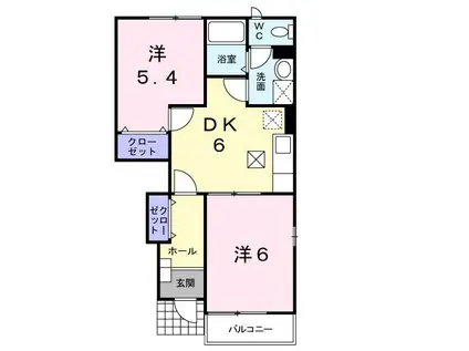 シャルマンD(2DK/1階)の間取り写真