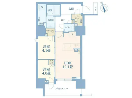 プラウド五反田(2LDK/7階)の間取り写真