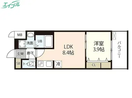 S-RESIDENCE表町(1LDK/13階)の間取り写真