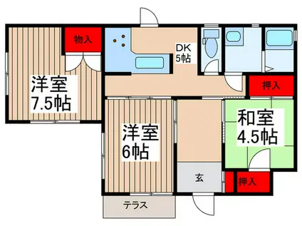 CASA DE LA MARL(3DK/1階)の間取り写真