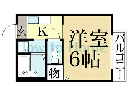 ハーベスト宝ヶ池(1K/2階)の間取り写真