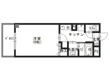 ネモフィラ東大阪(1K/4階)の間取り写真