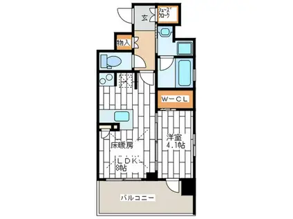 クリスタルエグゼ南堀江(1LDK/2階)の間取り写真