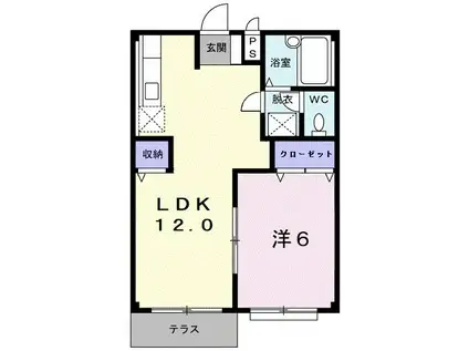 エルディム大塚(1LDK/1階)の間取り写真