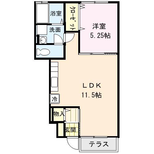 ドゥ・キーマ(1LDK/1階)の間取り写真