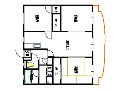 アーク谷山(3LDK/4階)の間取り写真