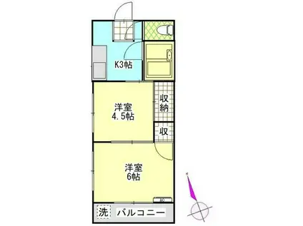 MSコーポラス(2K/1階)の間取り写真