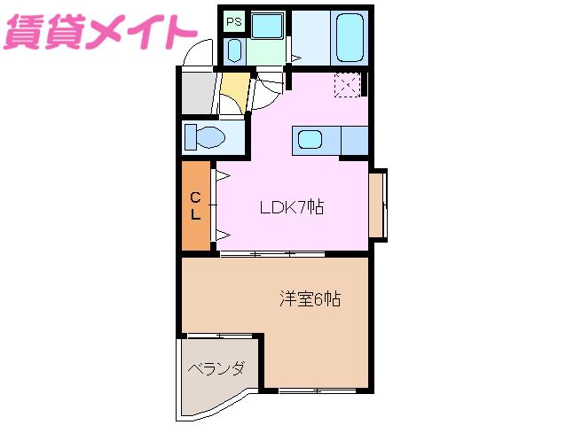 エクセレンス大宮(1DK/1階)の間取り写真