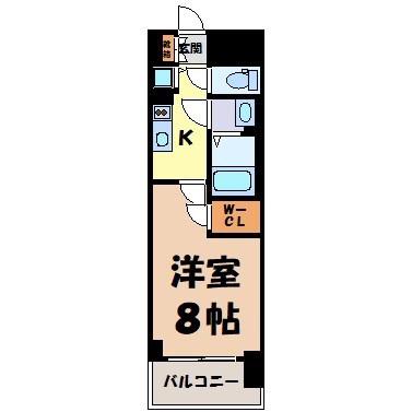 プレサンスジェネ千種内山II(1K/6階)の間取り写真