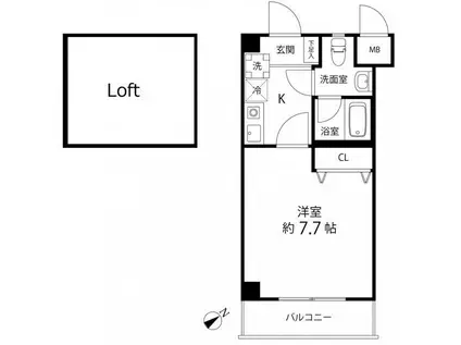 ルート相模が丘(1K/4階)の間取り写真