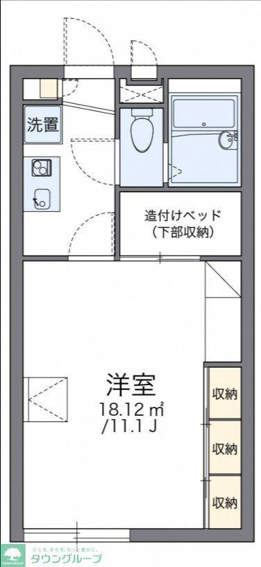 レオパレスプラシード竹丘(1K/1階)の間取り写真