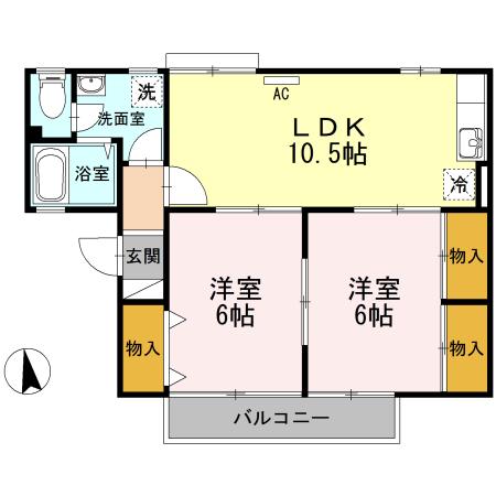 セントラルコート(2LDK/2階)の間取り写真